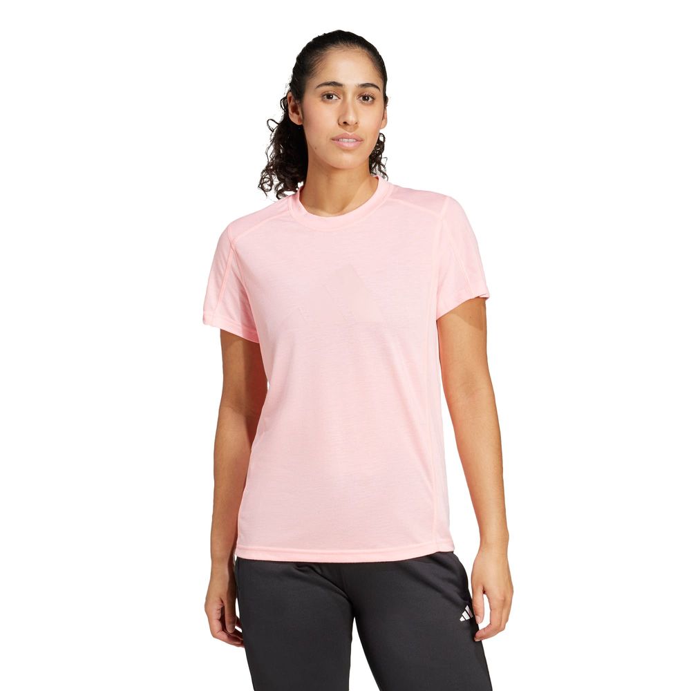 Foto 3 pulgar | Playera De Entrenamiento Train Essentials Big Performance Logo Adidas Rosa Mujer