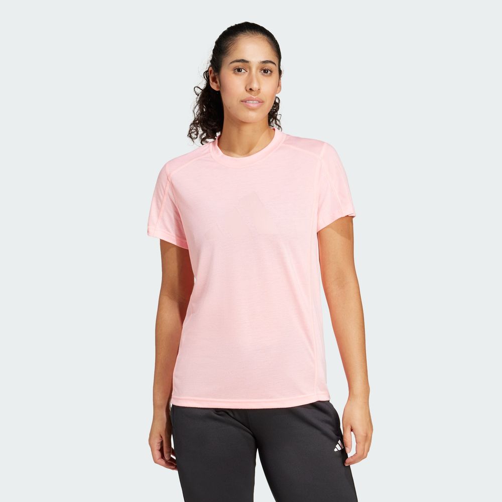 Foto 5 pulgar | Playera De Entrenamiento Train Essentials Big Performance Logo Adidas Rosa Mujer
