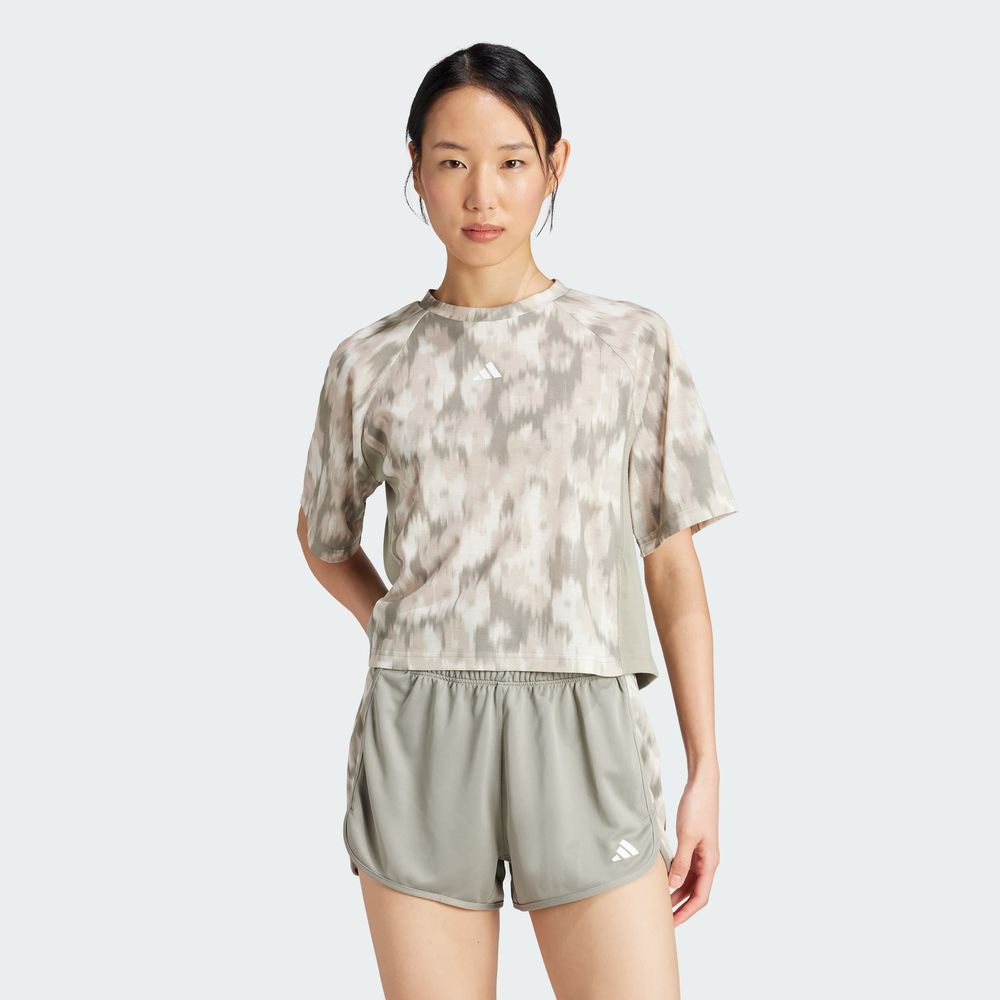 Foto 5 pulgar | Playera Train Essentials Estampado Floral Tie-dye Adidas Verde Mujer