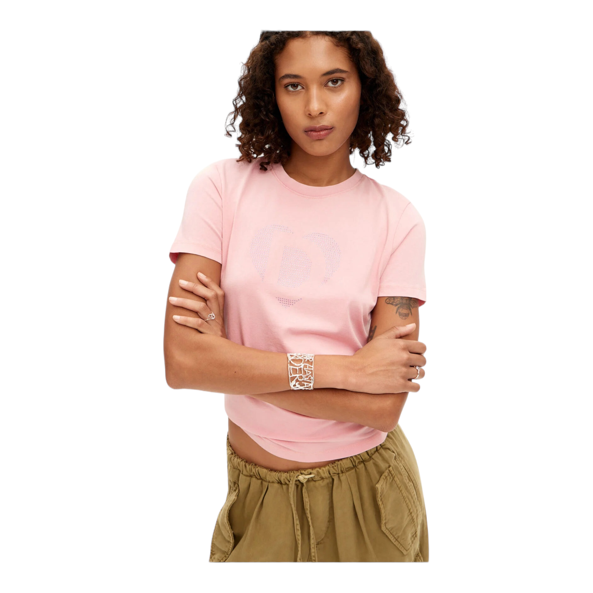 Foto 3 pulgar | Playera Imagotipo Strass Rosa Desigual