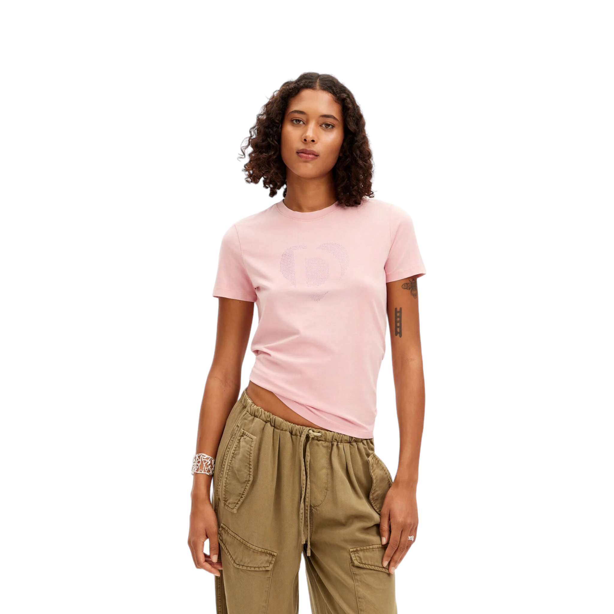 Foto 6 pulgar | Playera Imagotipo Strass Rosa Desigual