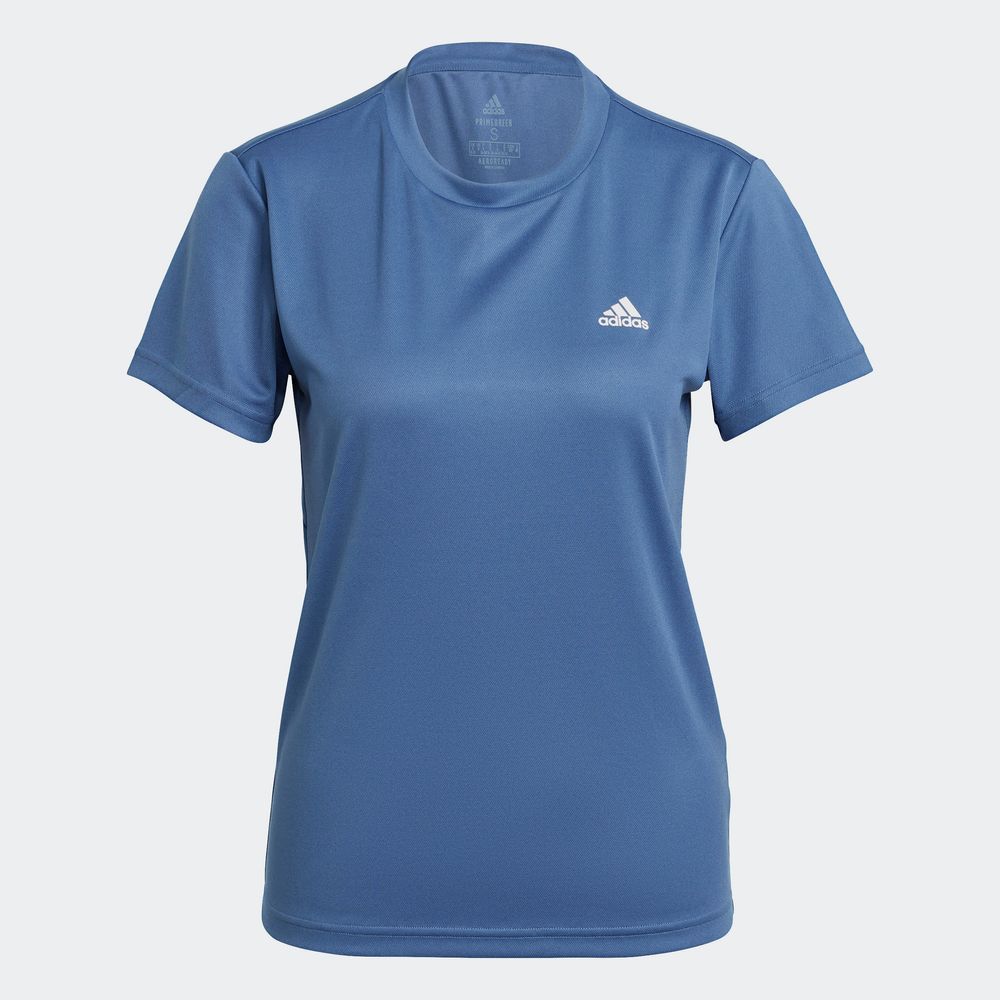 Foto 3 pulgar | Playera Aeroready Designed 2 Move Sport Adidas Azul para Mujer