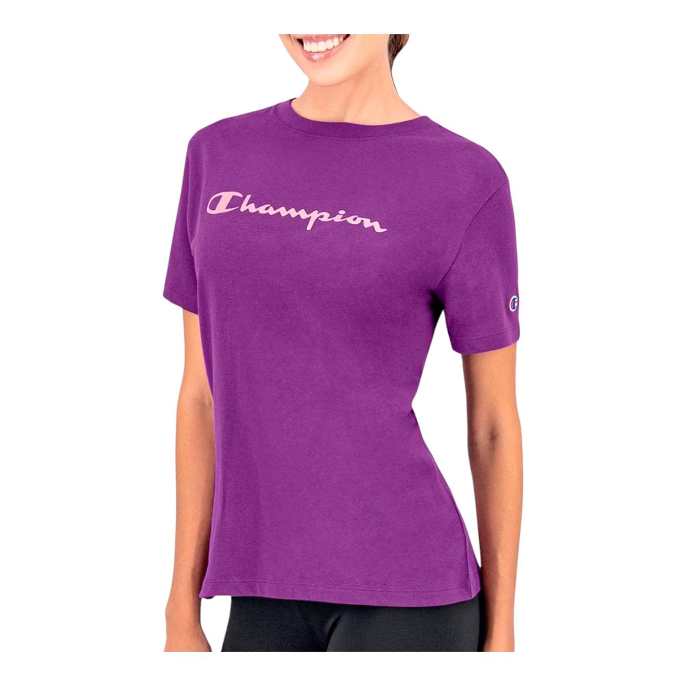 Foto 2 pulgar | Playera Champion Morada para Mujer