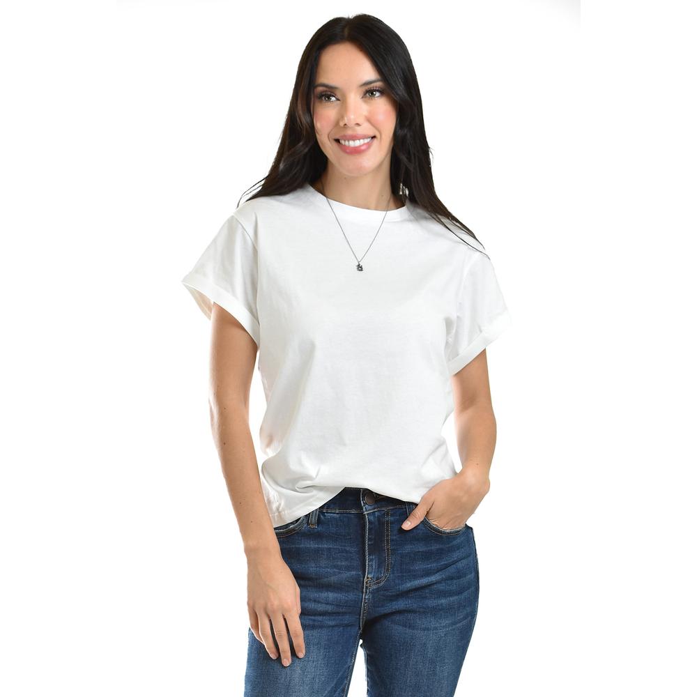 Foto 2 pulgar | Playera Roman Fashion Manga Corta Blanca para Mujer