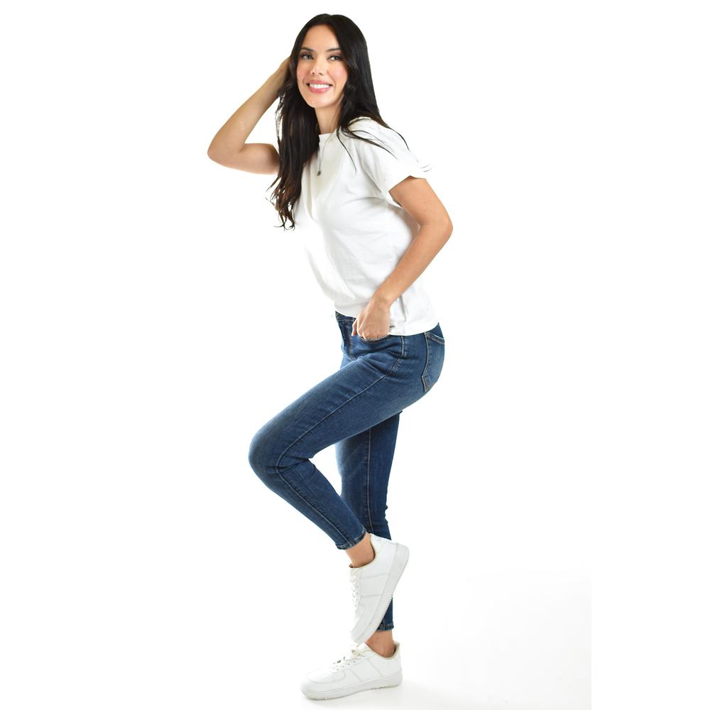 Foto 3 pulgar | Playera Roman Fashion Manga Corta Blanca para Mujer