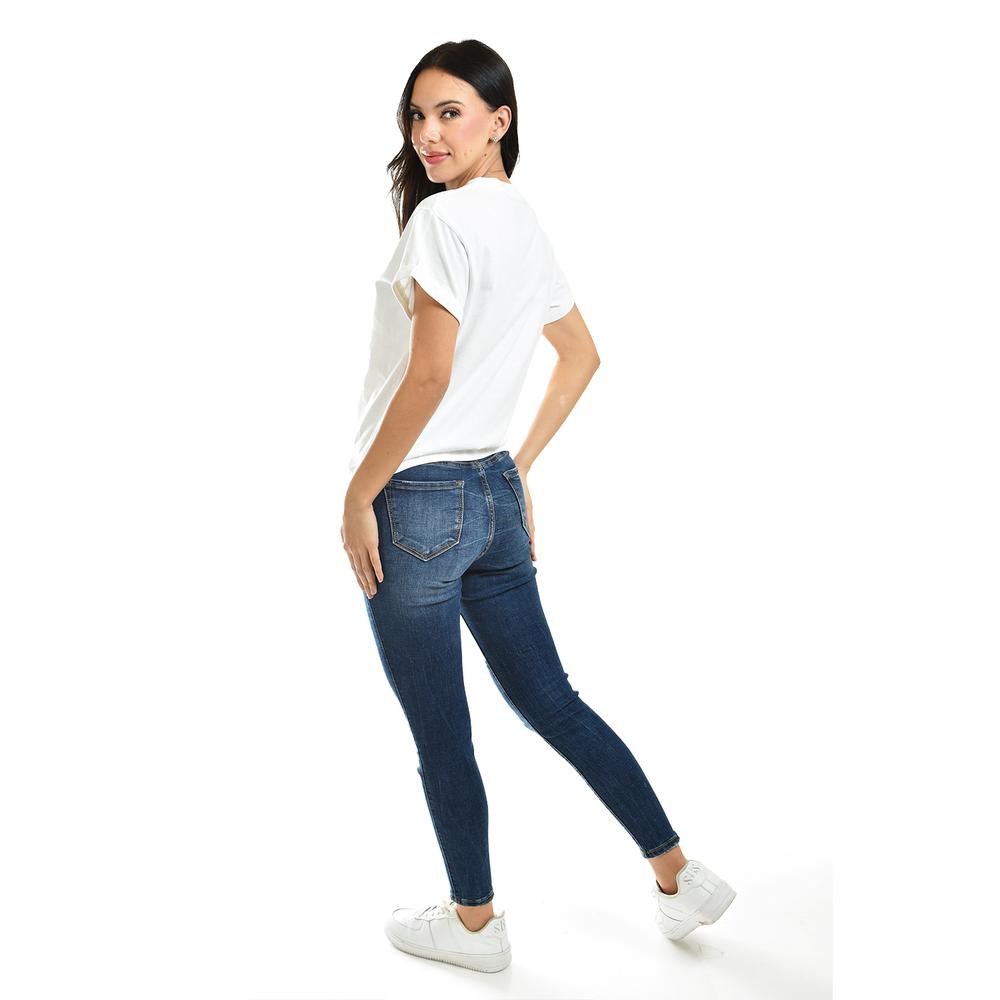 Foto 4 pulgar | Playera Roman Fashion Manga Corta Blanca para Mujer