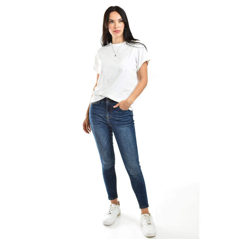 Foto 6 pulgar | Playera Roman Fashion Manga Corta Blanca para Mujer