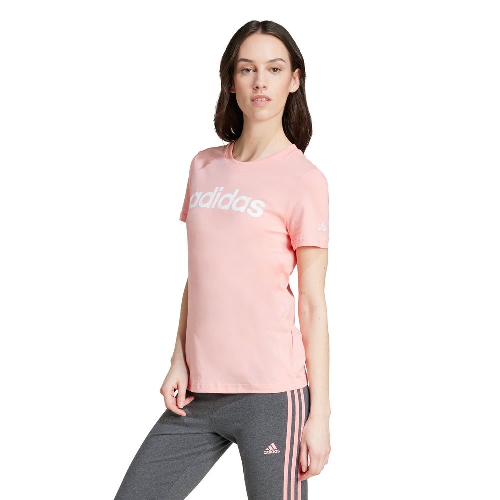 Foto 3 pulgar | Playera Loungewear Essentials Logo Ajustada Adidas Rosa Mujer