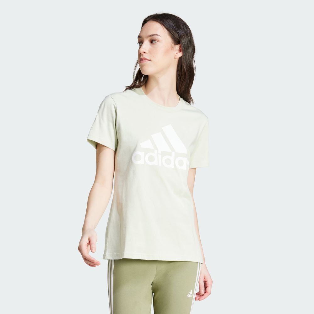 Foto 5 pulgar | Playera Loungewear Essentials Logo Adidas Verde Mujer
