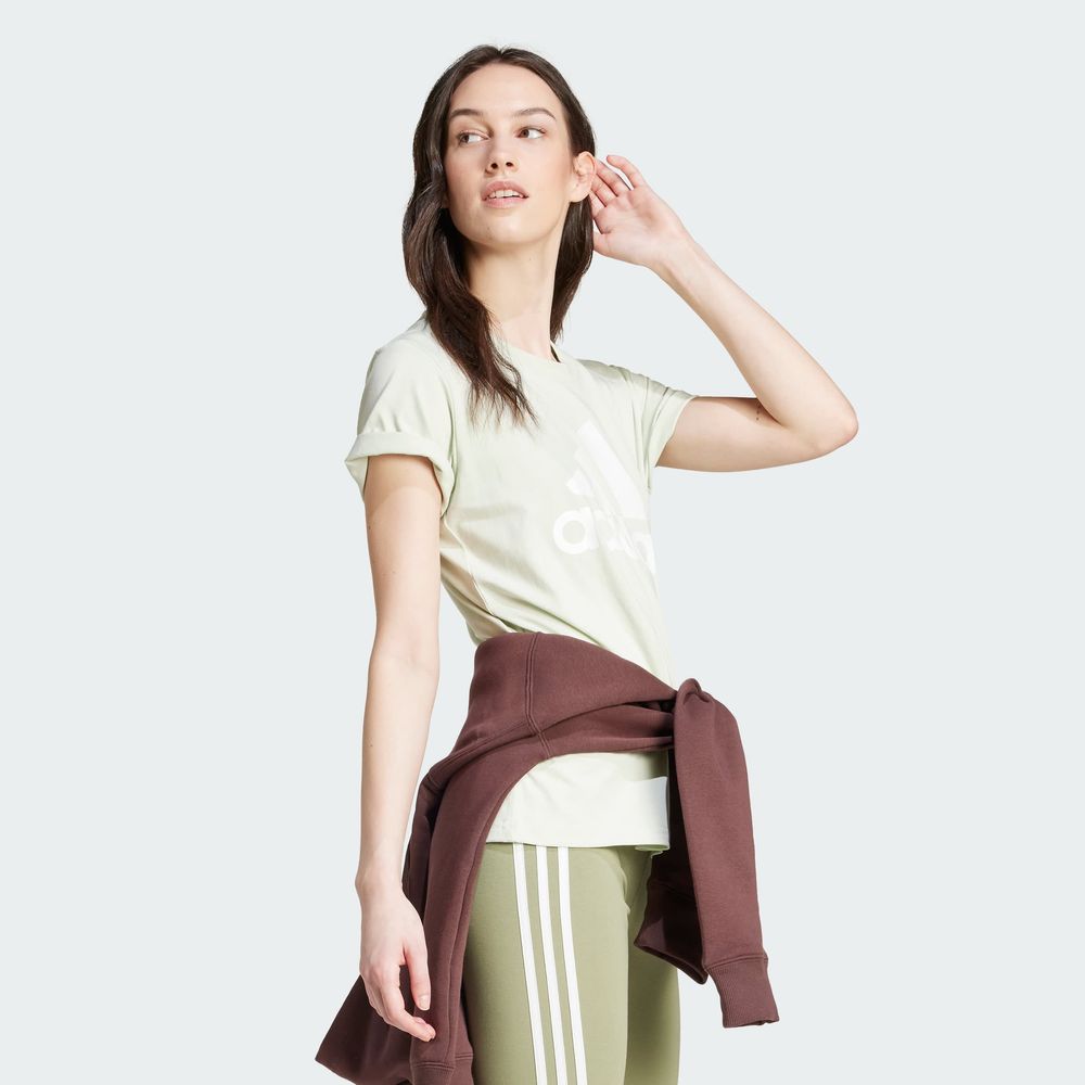 Foto 7 pulgar | Playera Loungewear Essentials Logo Adidas Verde Mujer