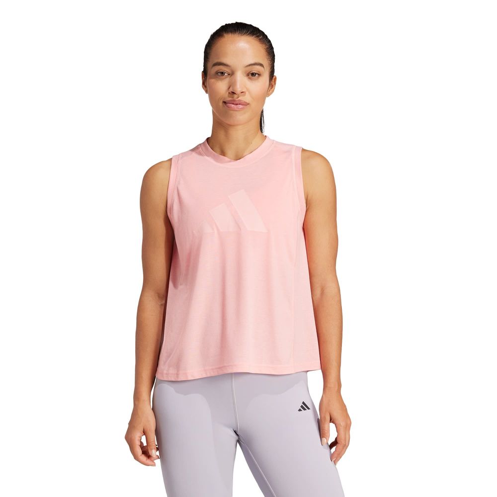 Foto 2 | Playera Sin Mangas De Entrenamiento Train Essentials Big Performance Logo Adidas Rosa Mujer