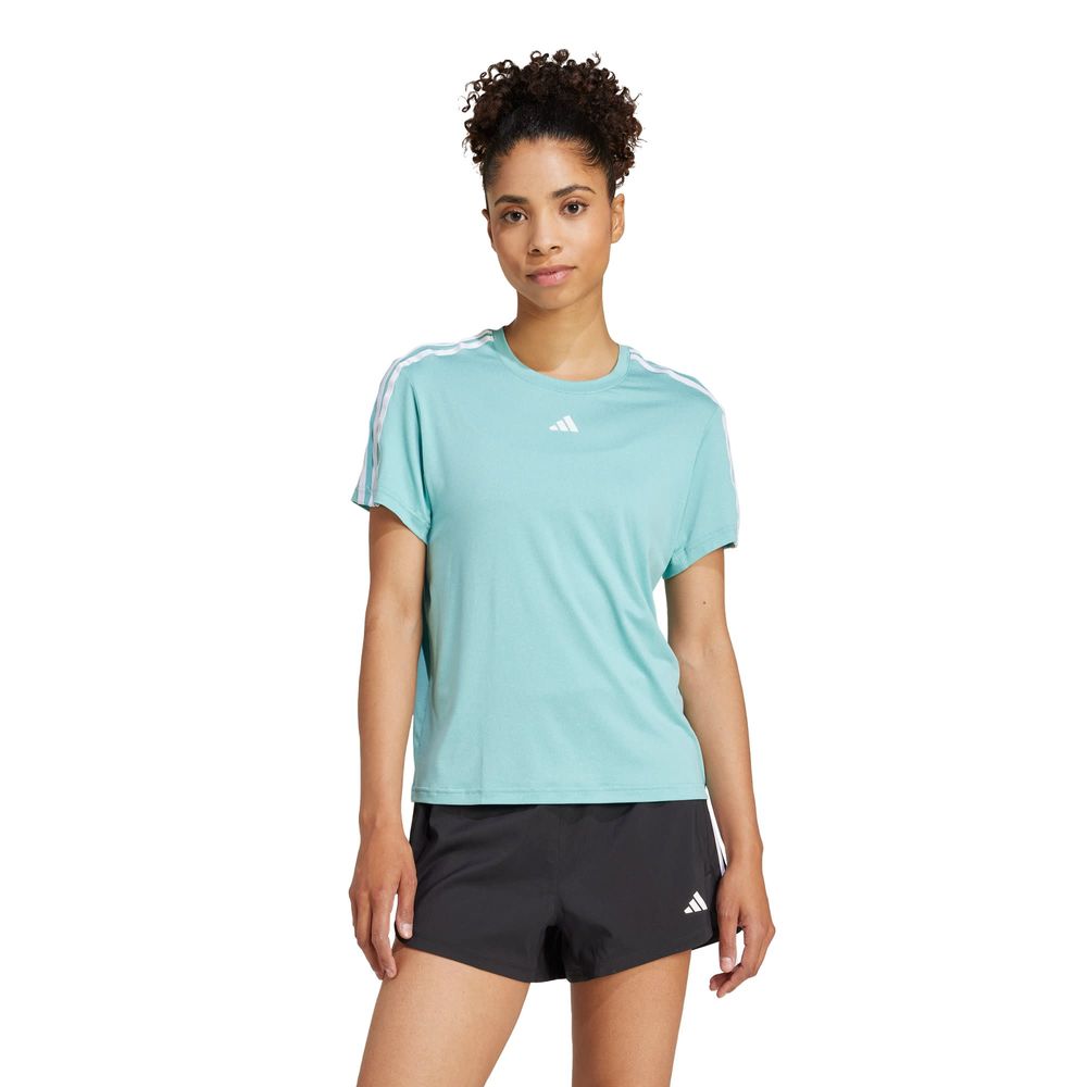 Foto 3 pulgar | Playera Aeroready Train Essentials 3 Franjas Adidas Turquesa Mujer