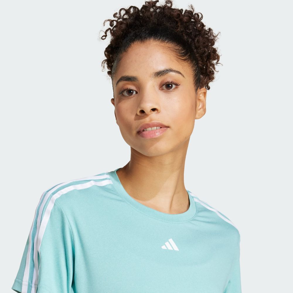 Foto 9 pulgar | Playera Aeroready Train Essentials 3 Franjas Adidas Turquesa Mujer