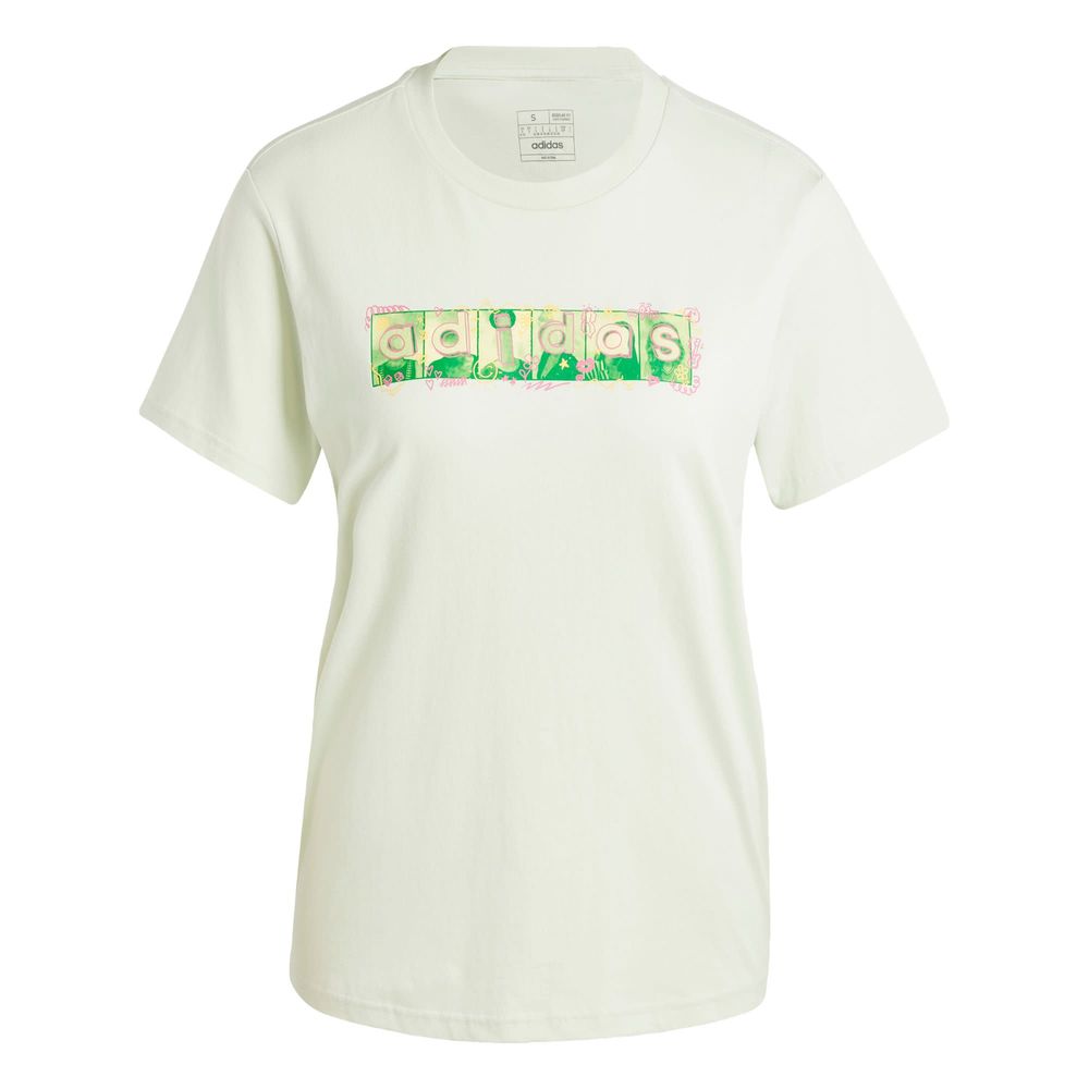 Foto 2 pulgar | Playera Doodle Estampada Adidas Verde Mujer