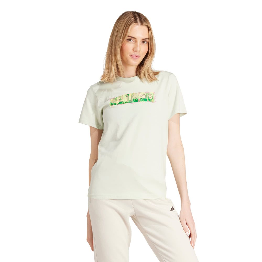 Foto 3 pulgar | Playera Doodle Estampada Adidas Verde Mujer