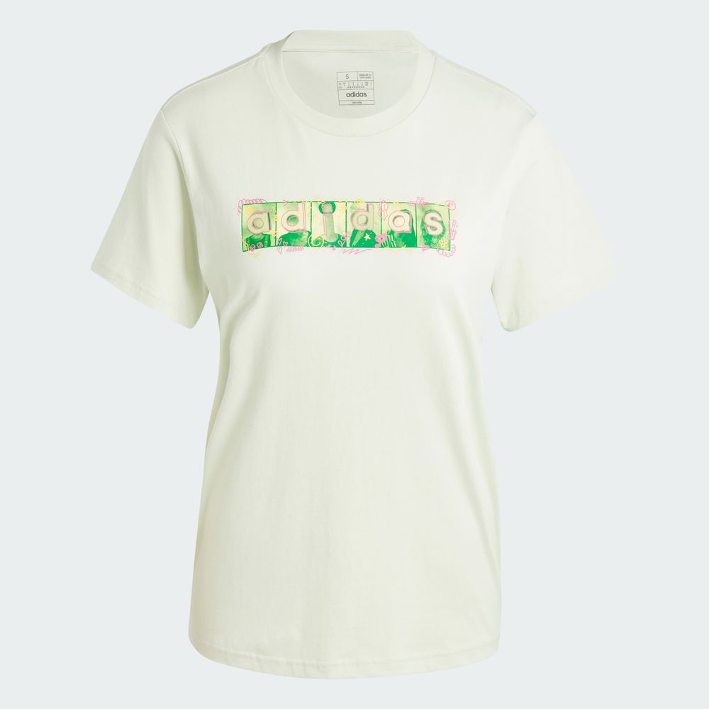 Foto 4 pulgar | Playera Doodle Estampada Adidas Verde Mujer