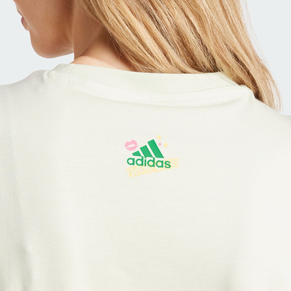 Foto 8 pulgar | Playera Doodle Estampada Adidas Verde Mujer