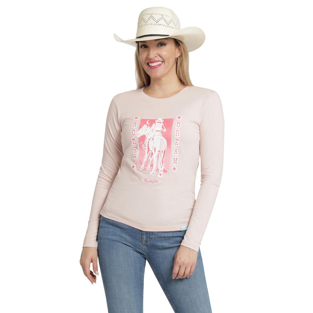 Foto 2 pulgar | Playera Wrangler Slim Fit 322 Rosa Manga Larga para Mujer