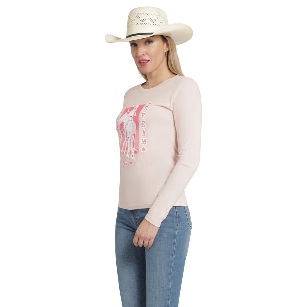 Foto 3 pulgar | Playera Wrangler Slim Fit 322 Rosa Manga Larga para Mujer