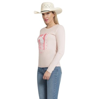 Foto 2 | Playera Wrangler Slim Fit 322 Rosa Manga Larga para Mujer