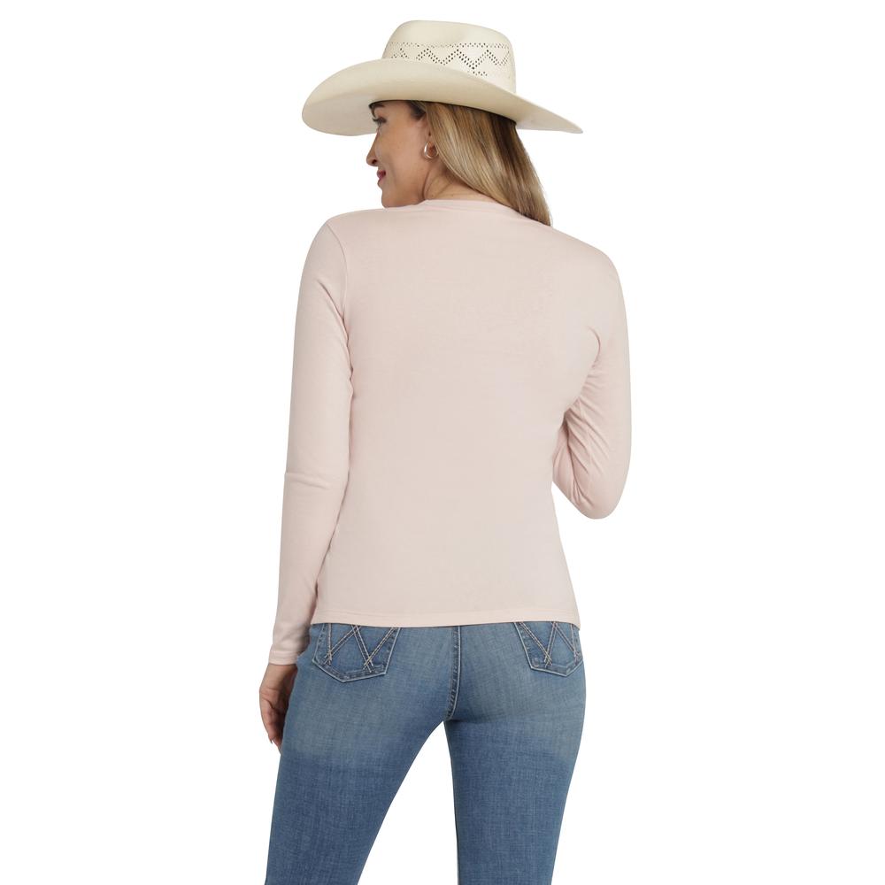 Foto 4 pulgar | Playera Wrangler Slim Fit 322 Rosa Manga Larga para Mujer