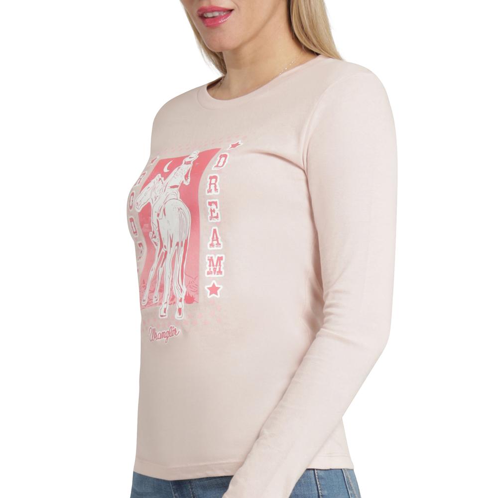 Foto 6 pulgar | Playera Wrangler Slim Fit 322 Rosa Manga Larga para Mujer