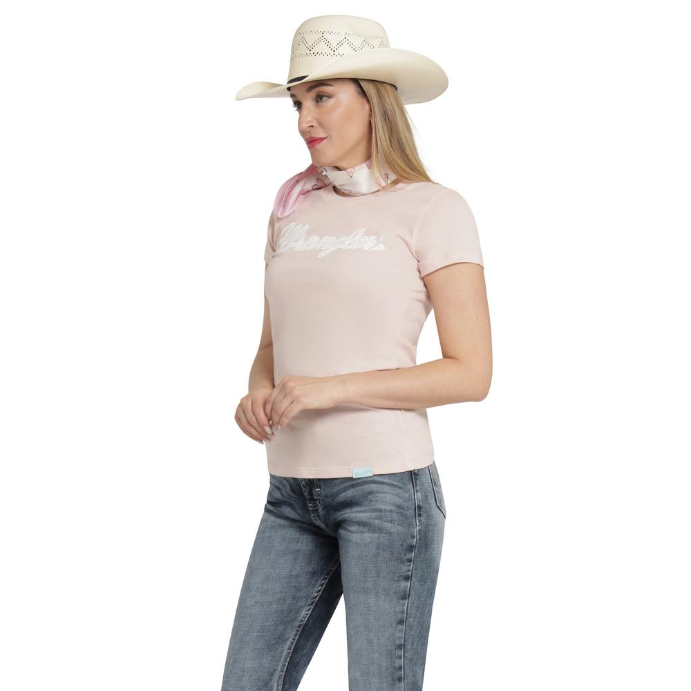 Foto 3 pulgar | Playera Wrangler Slim Fit 360 Rosa para Mujer