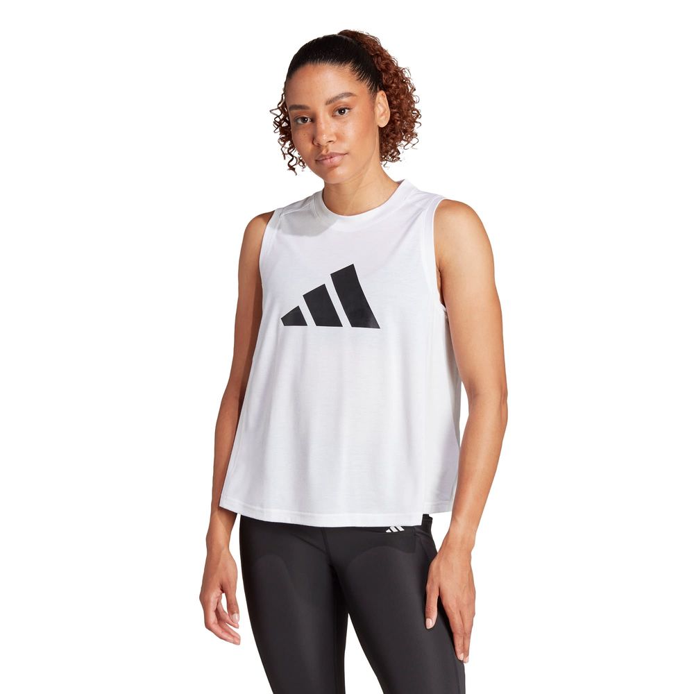 Foto 3 pulgar | Playera Sin Mangas De Entrenamiento Train Essentials Big Performance Logo Adidas Blanco Mujer