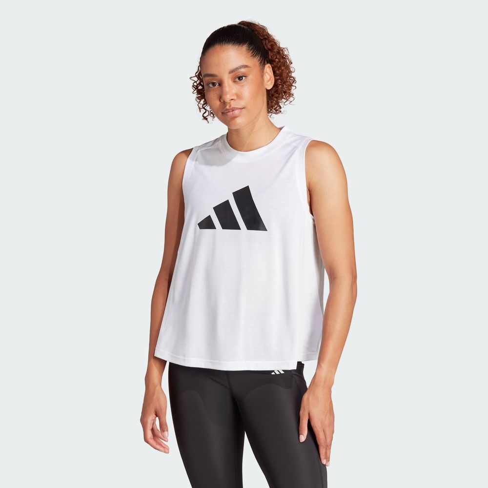 Foto 5 pulgar | Playera Sin Mangas De Entrenamiento Train Essentials Big Performance Logo Adidas Blanco Mujer
