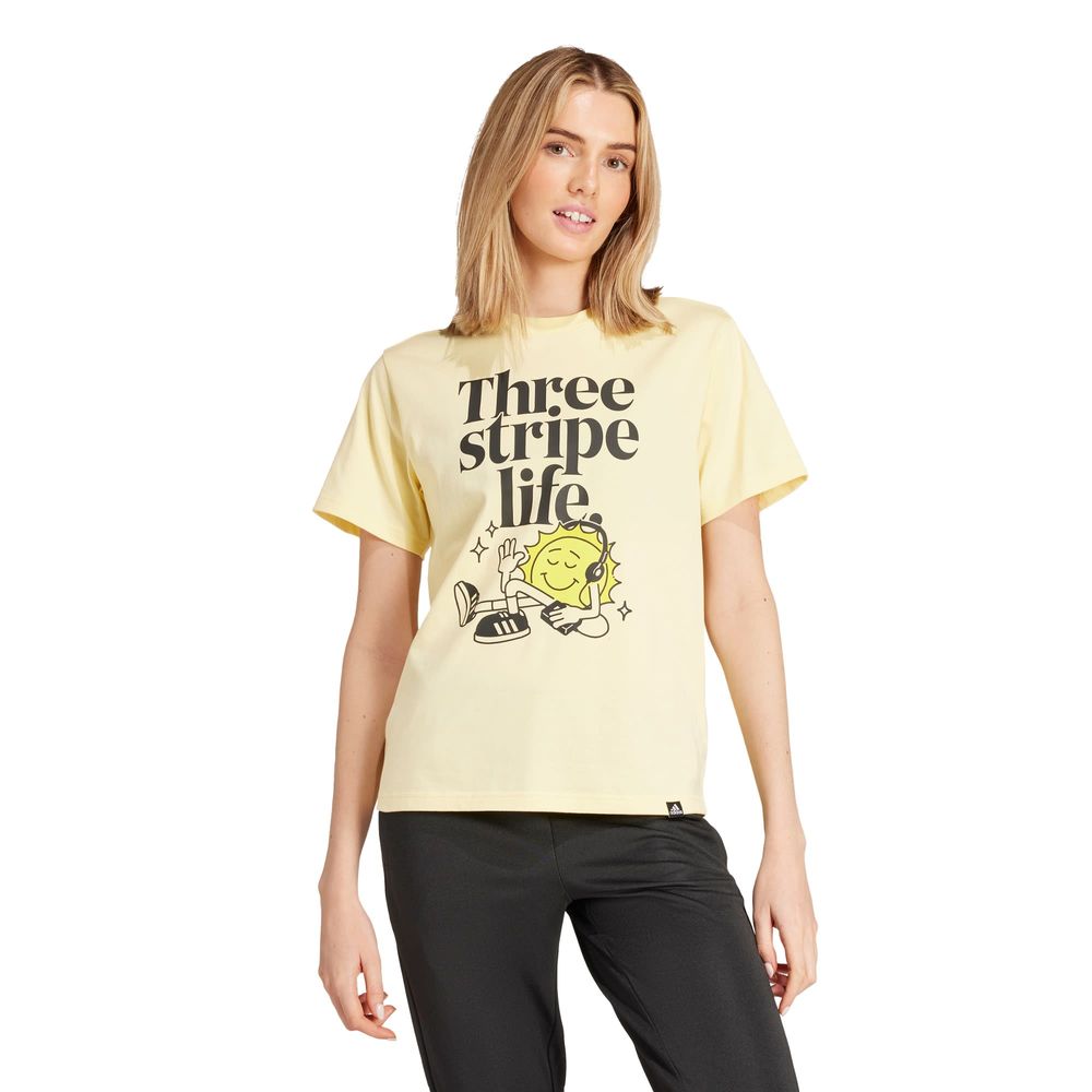 Foto 3 pulgar | Playera Positivity Estampada Adidas Amarillo Mujer
