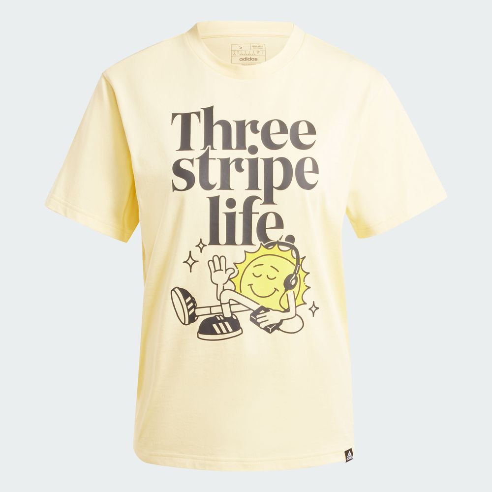 Foto 4 pulgar | Playera Positivity Estampada Adidas Amarillo Mujer