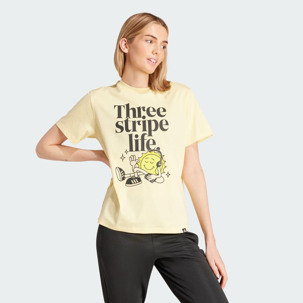 Foto 6 pulgar | Playera Positivity Estampada Adidas Amarillo Mujer
