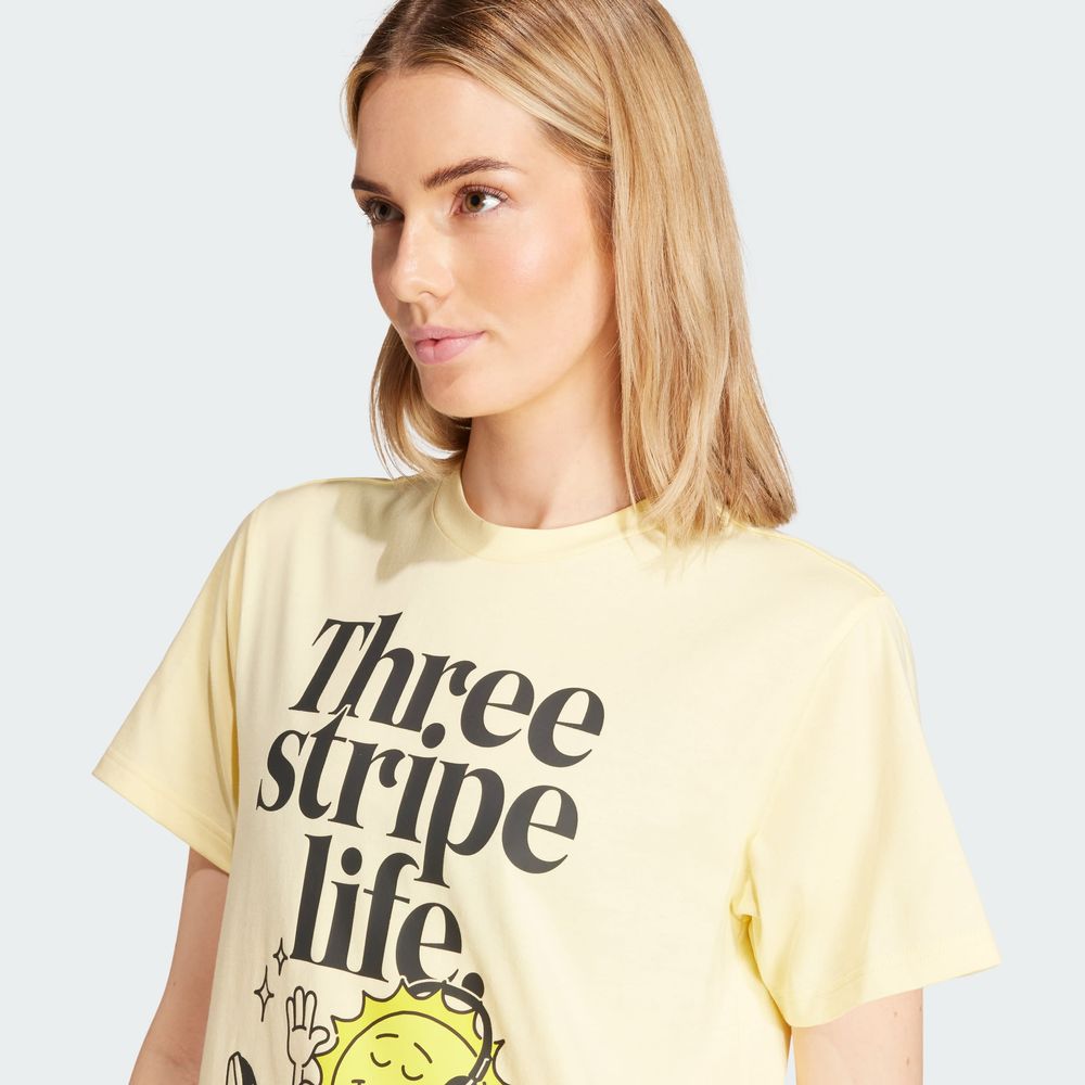 Foto 7 pulgar | Playera Positivity Estampada Adidas Amarillo Mujer