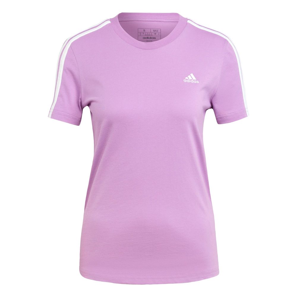 Foto 2 pulgar | Playera Essentials 3 Franjas Ajustada Adidas Violeta Mujer