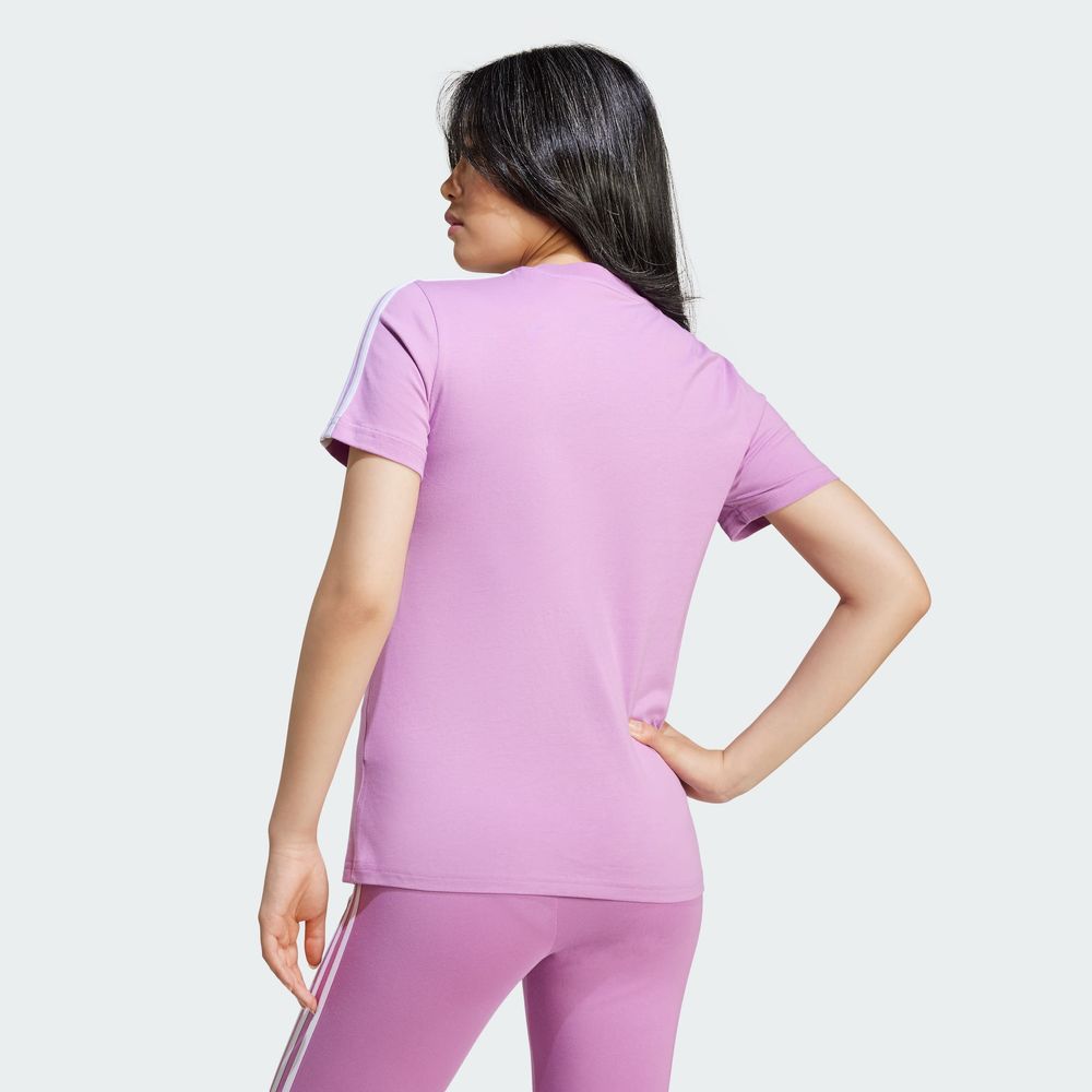 Foto 5 pulgar | Playera Essentials 3 Franjas Ajustada Adidas Violeta Mujer