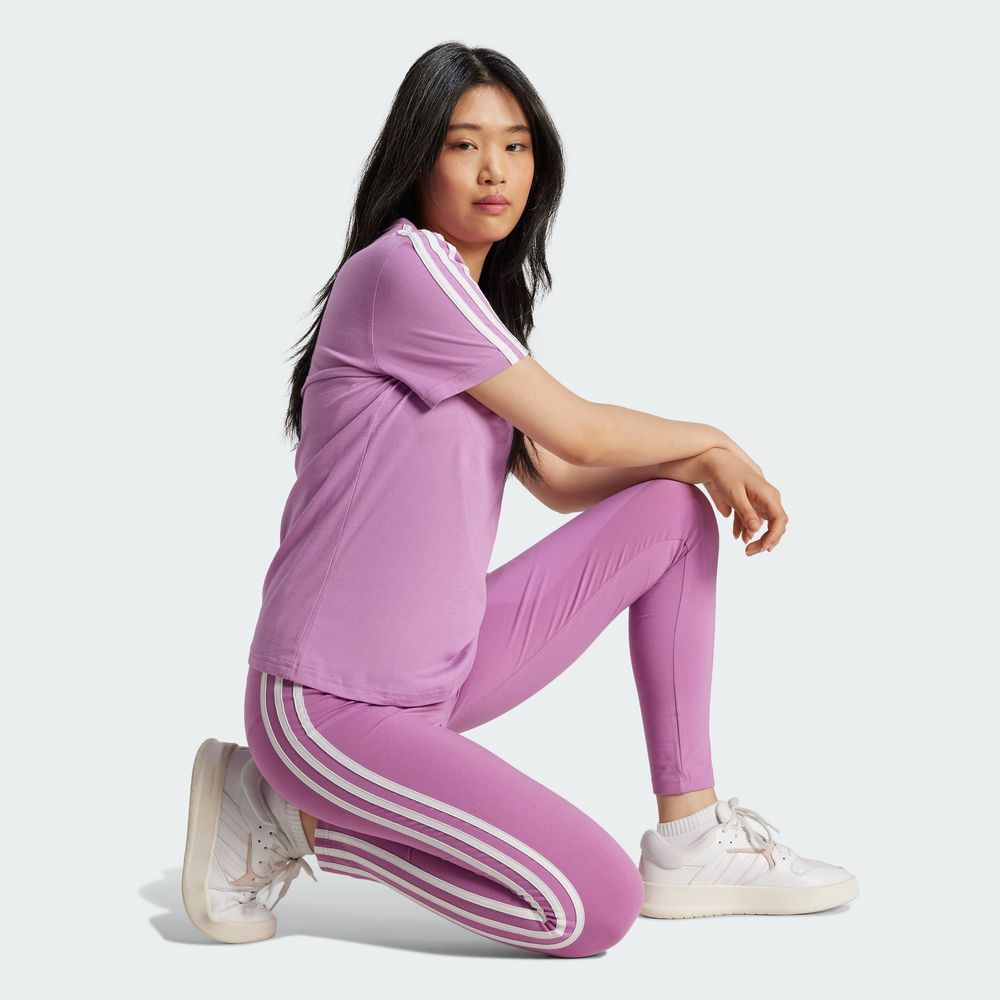 Foto 6 pulgar | Playera Essentials 3 Franjas Ajustada Adidas Violeta Mujer