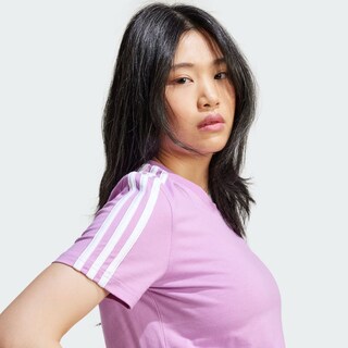 Foto 7 | Playera Essentials 3 Franjas Ajustada Adidas Violeta Mujer