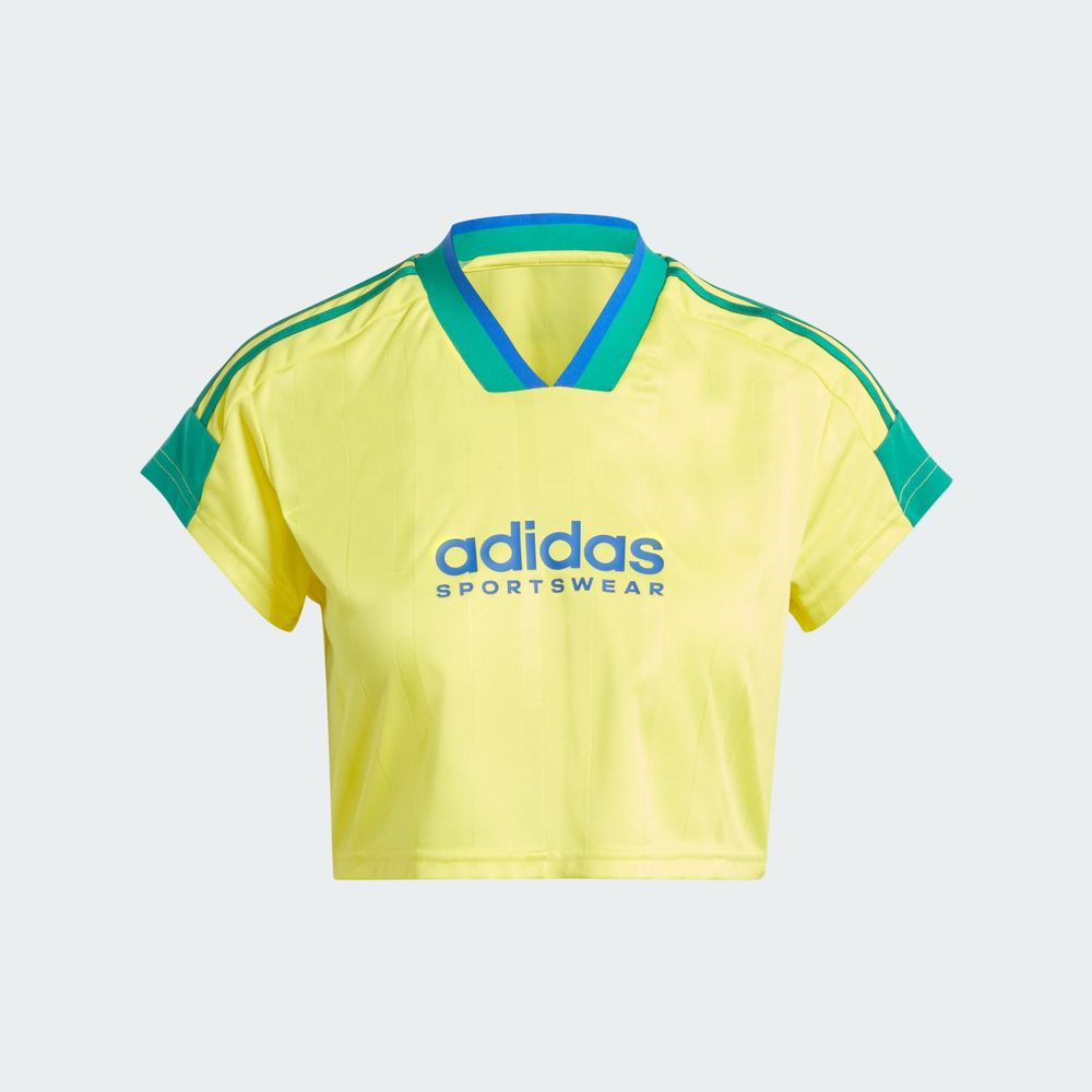 Foto 4 pulgar | Jersey Corto Tiro Cut 3 Franjas Adidas Amarillo Mujer