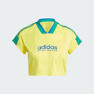Foto 3 | Jersey Corto Tiro Cut 3 Franjas Adidas Amarillo Mujer