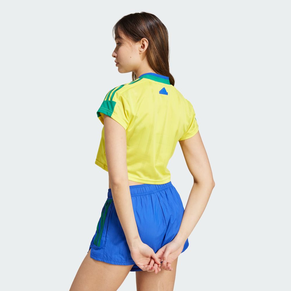 Foto 5 pulgar | Jersey Corto Tiro Cut 3 Franjas Adidas Amarillo Mujer