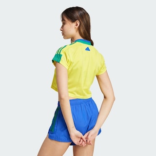 Foto 4 | Jersey Corto Tiro Cut 3 Franjas Adidas Amarillo Mujer