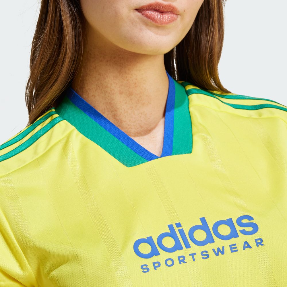 Foto 6 | Jersey Corto Tiro Cut 3 Franjas Adidas Amarillo Mujer