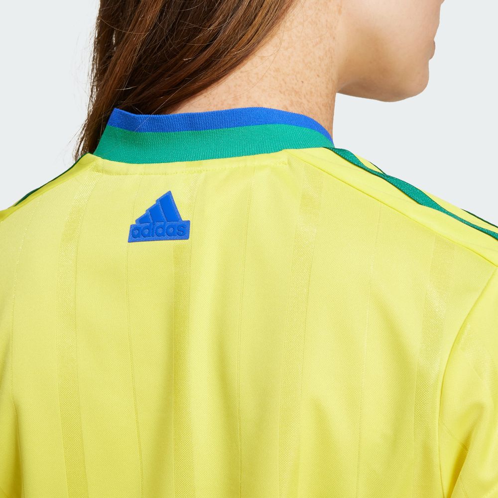 Foto 7 | Jersey Corto Tiro Cut 3 Franjas Adidas Amarillo Mujer