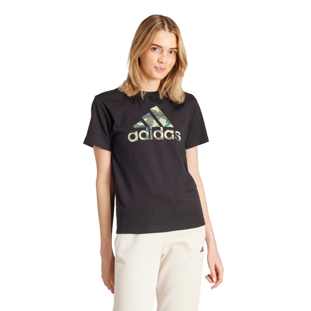 Foto 3 pulgar | Playera Camo Estampada Adidas Negro Mujer