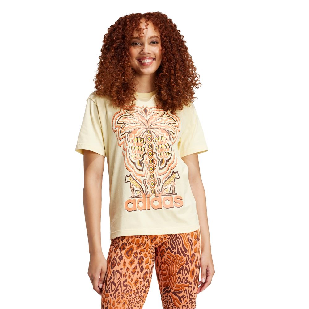 Foto 3 pulgar | Playera Estampada Adidas X Farm Rio Adidas Amarillo Mujer