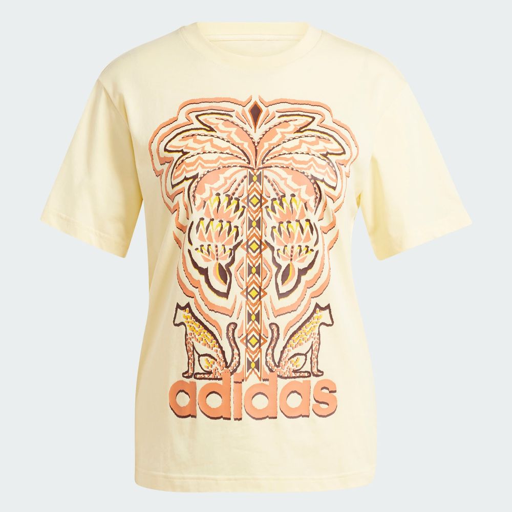 Foto 4 pulgar | Playera Estampada Adidas X Farm Rio Adidas Amarillo Mujer