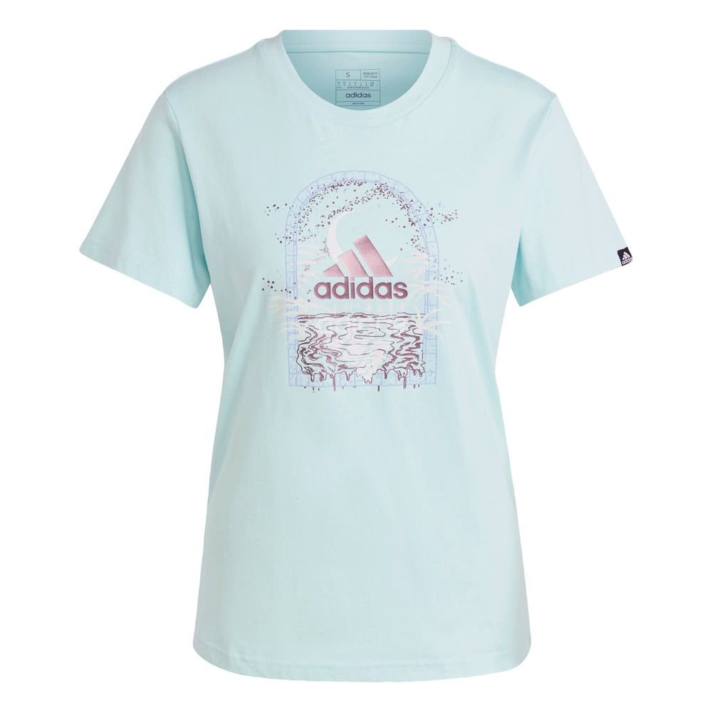 Foto 2 pulgar | Playera Mystic Estampada Adidas Turquesa Mujer