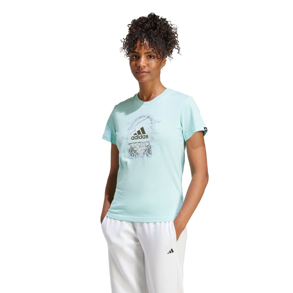 Foto 3 pulgar | Playera Mystic Estampada Adidas Turquesa Mujer