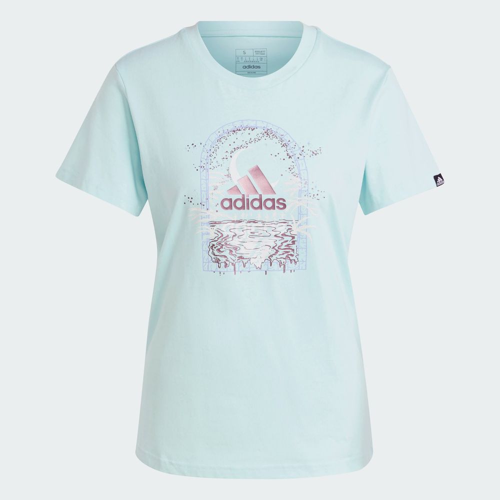 Foto 4 pulgar | Playera Mystic Estampada Adidas Turquesa Mujer