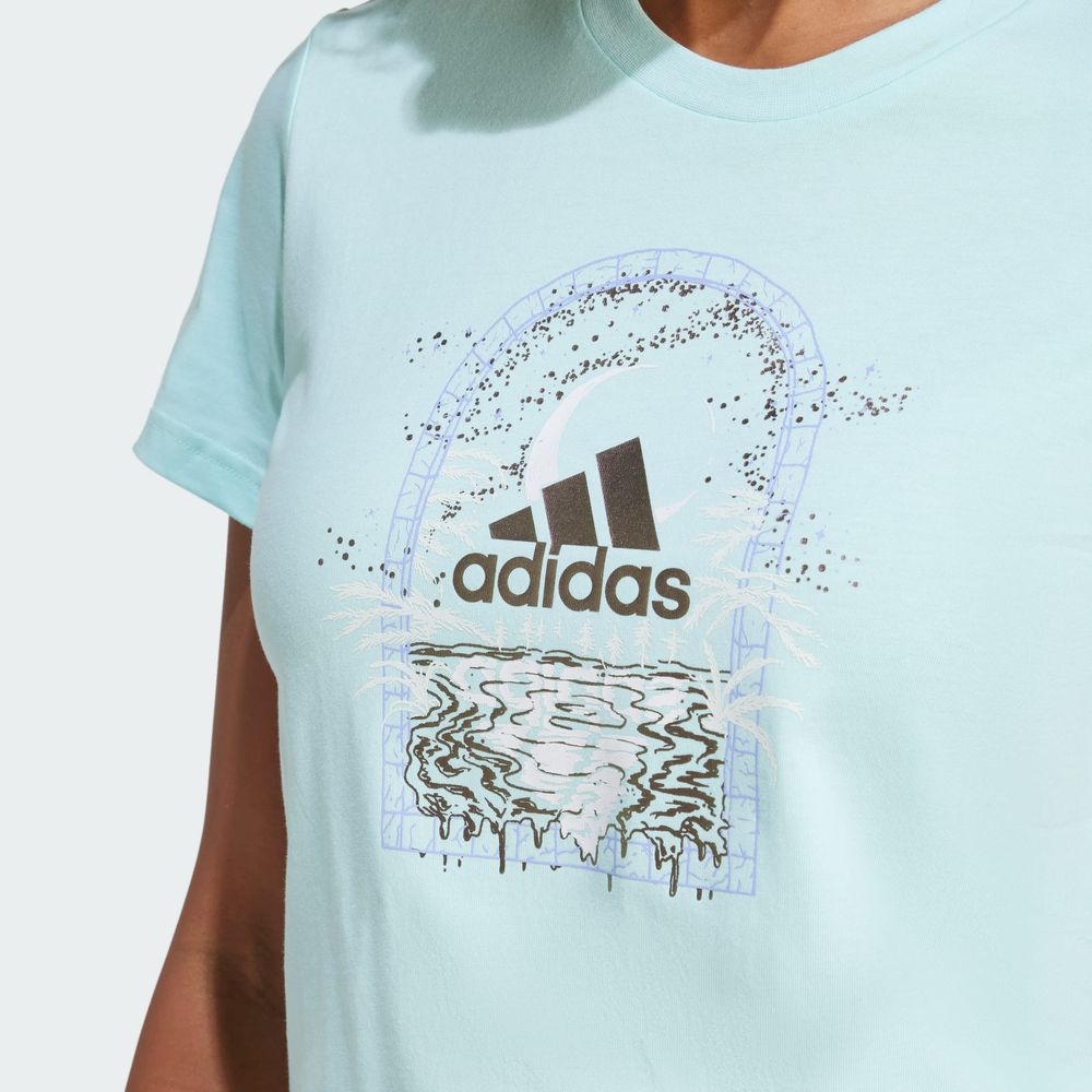Foto 8 pulgar | Playera Mystic Estampada Adidas Turquesa Mujer